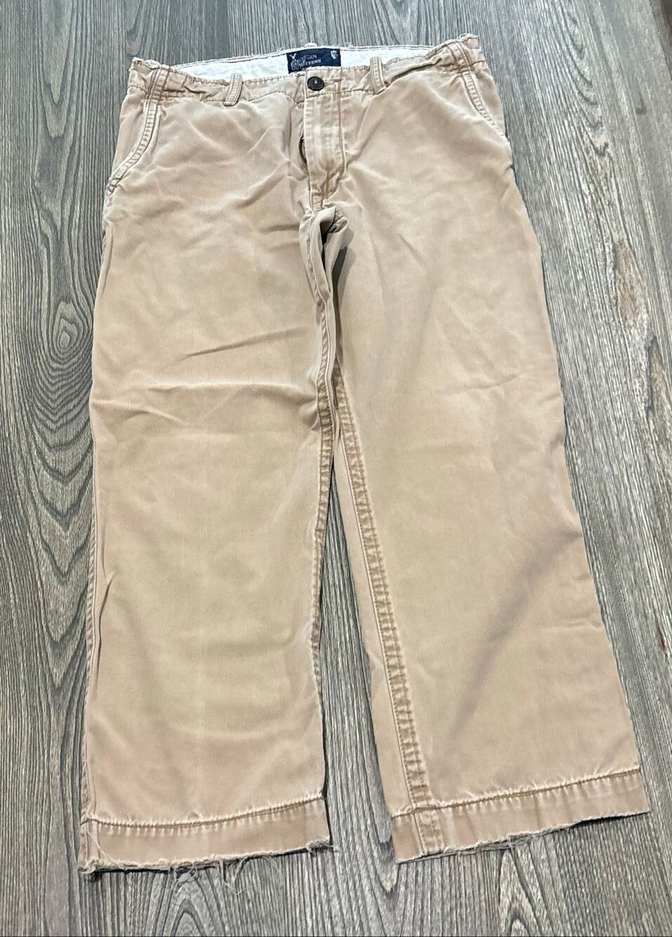 American Eagle Outfitters Men's Flat Front Straight Leg Chino Pants Tan Sz 33x30